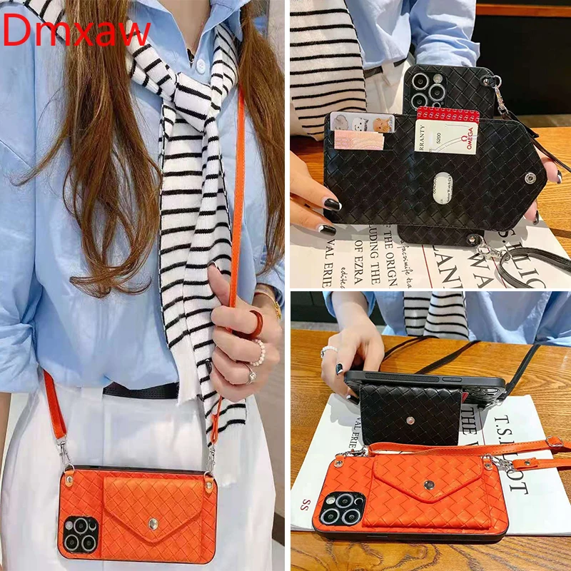 

Wallter Phone Case For OPPO A16 A94 A93 A74 A53 A32 A33 A12 A12e A9 A5 A31 2020 A92 A72 A52 A91 Weave Card Holder Purse Cover