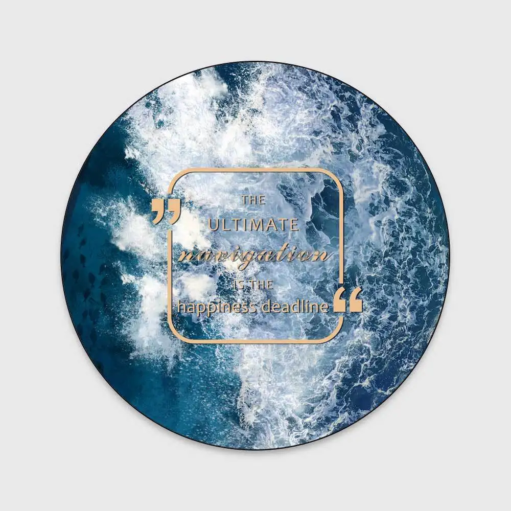 Модный скандинавский простой темно синий морской белый волнистый гостиная