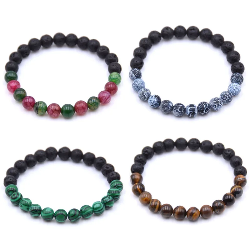 Fashion Double color Natural stone 8mm beads Bracelet men high quality Round Chain Bracelets For Women&ampMen pulseras | Украшения и
