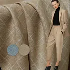 Белые Шерстяные И Льняные ткани в клетку, окрашенные, шерстяные и льняные ткани, для шитья женских костюмов, курток, бесплатная доставка