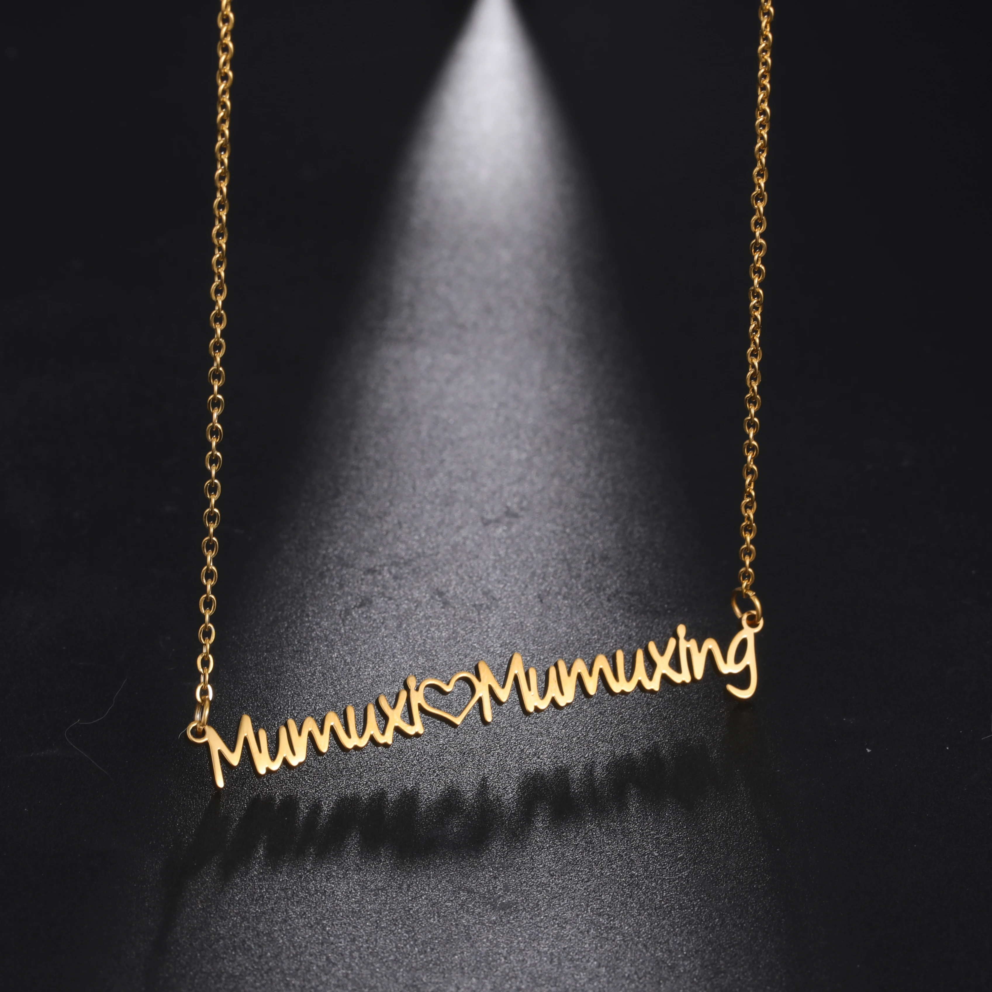 

Sipuris Double Name Customized Heart Necklace Personalized Stainless Steel Necklace For Women Fashion Jewelry Unique Couple Gift