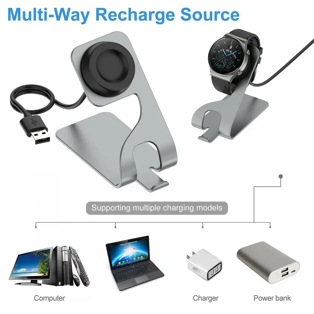 

Charger Stand Compatible with Watch GT, GT2, GT 2e, GS Pro - USB Aluminum Charging Dock - Smartwatch Accessories