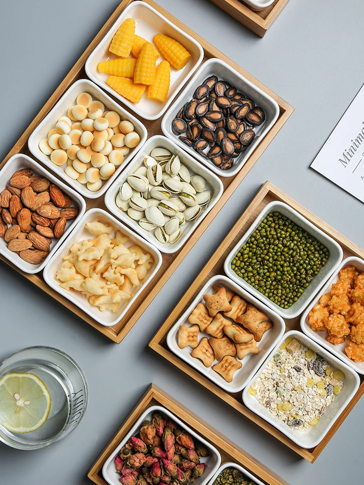 Простое отделение поднос из бамбукового дерева для гостиной конфеты дыня