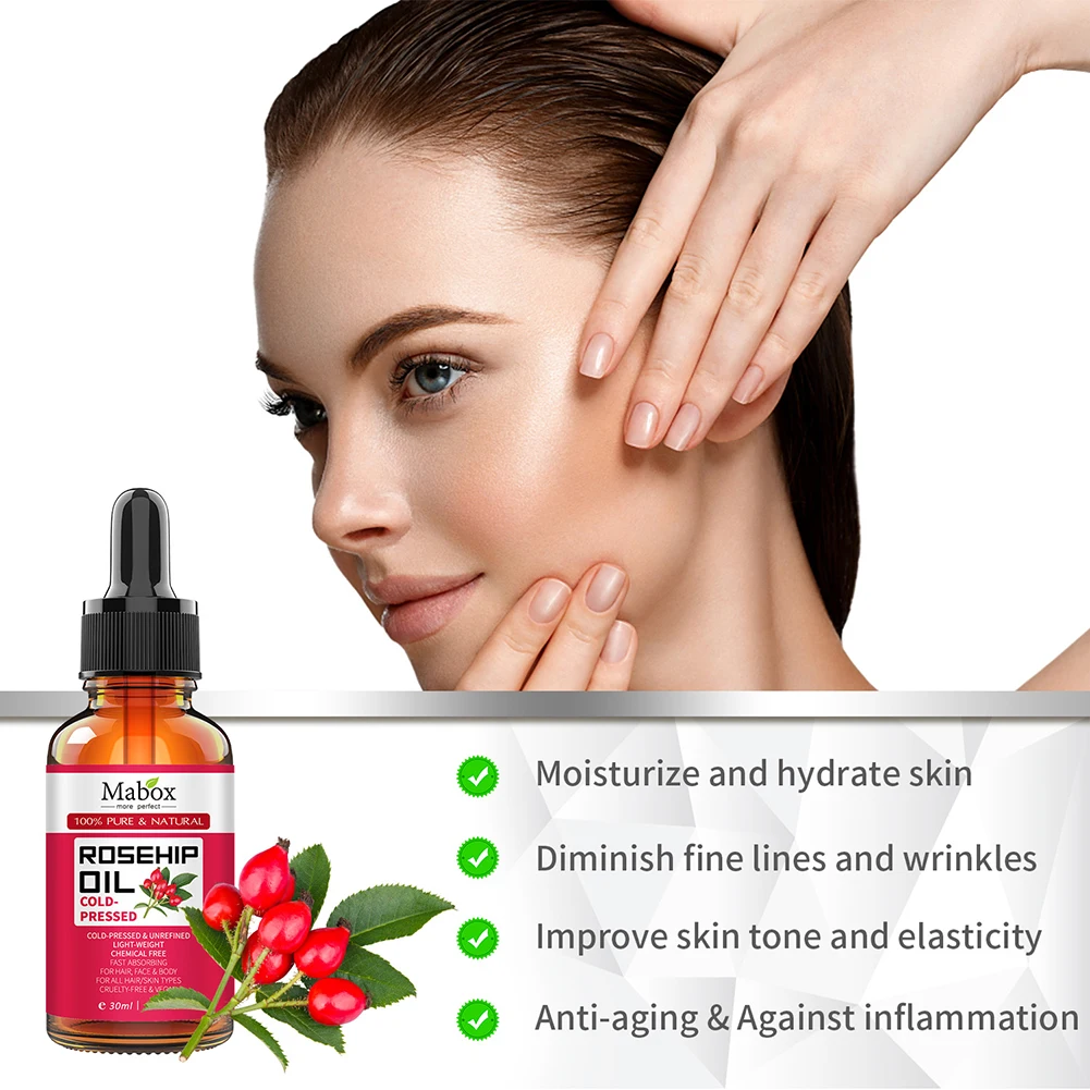 

30ml Rosehip Seed Oil Pure And Natural Anti-Aging Antioxidant Organic Skin Hair Massage Carrier Oil Skin Care