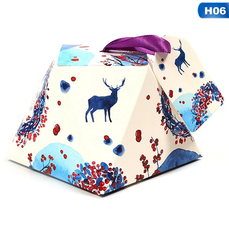 HG22754H06 5 шт./партия мультфильм Санта Клаус коробка с рождественскими конфетами красный зеленый кубическая упаковка коробка для печенья детская вечеринка украшение рождественская бумага подарочная коробка - Цвет: HG22754H06