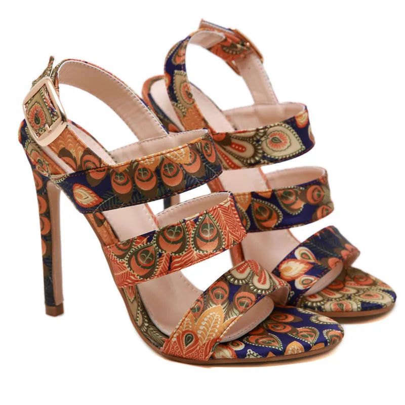 

buckle blue toe low back thin heel high heel sandals