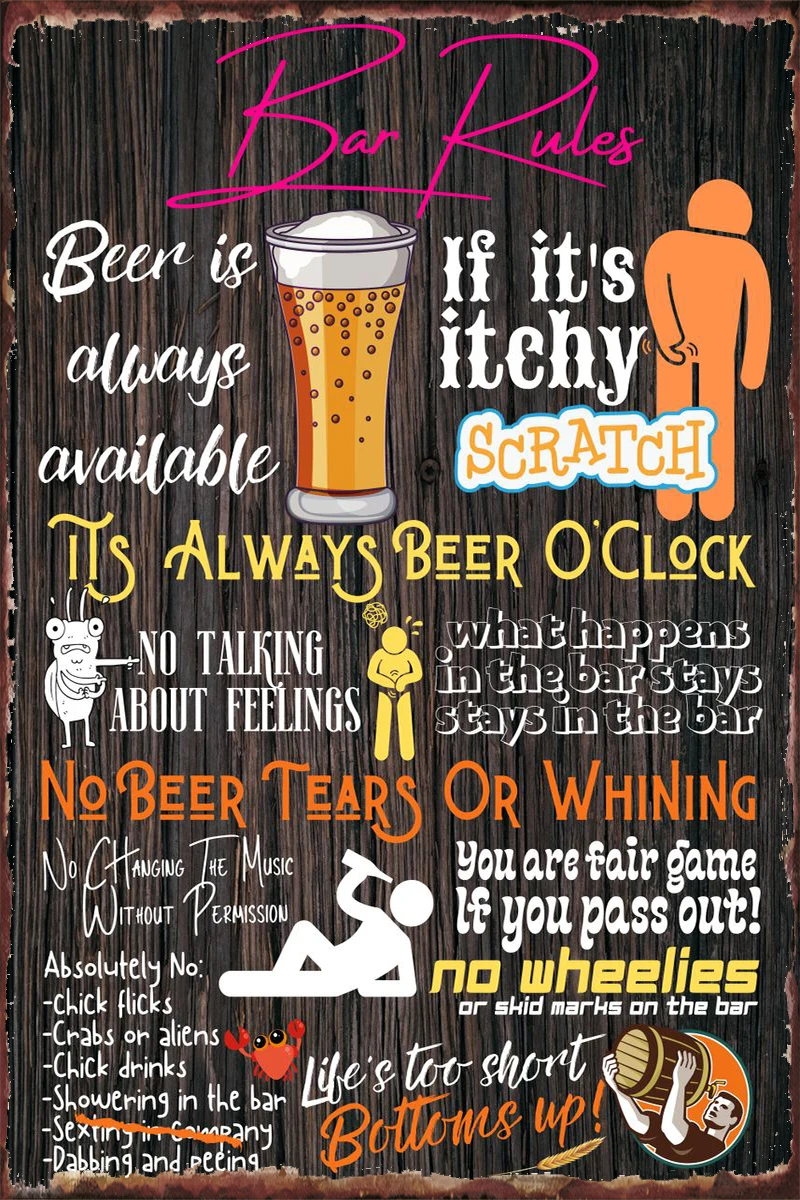 

Винтажные металлические жестяные таблички с надписью «Bar Rules», оловянные таблички, Настенный декор, украшение для комнаты в стиле ретро для ...