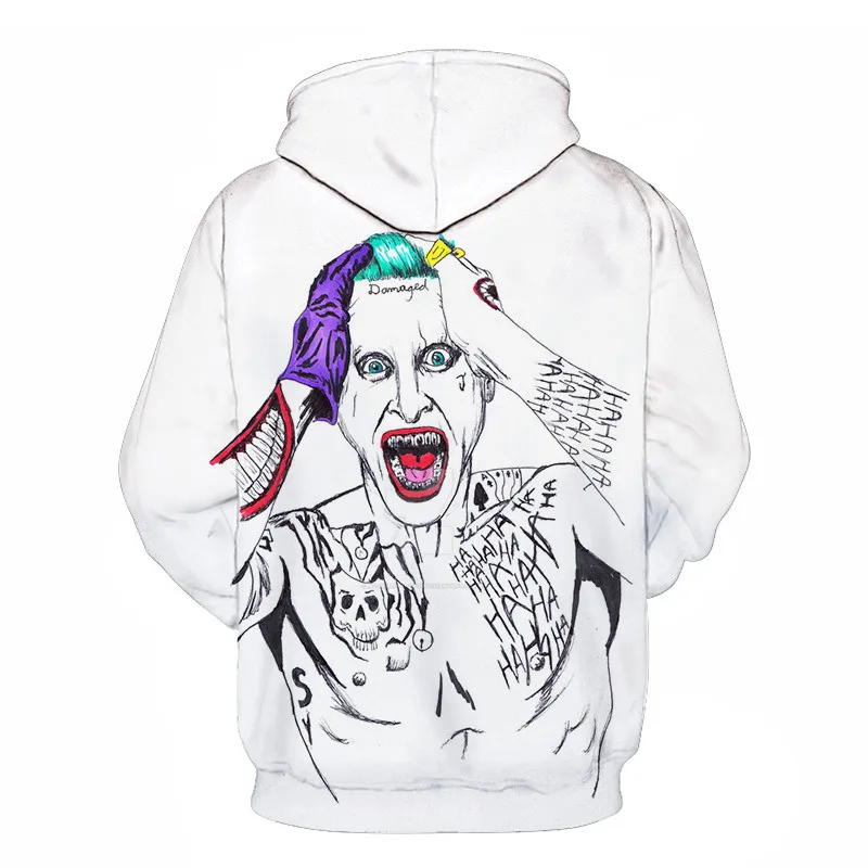 Joker Funny Hoodie Halloween Crazy Smile Pullover Long Sleeve Sweatshirt Fashion Stree Coats Cool Unisex Sportwear mens hoodies