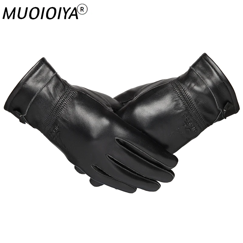 

Real Sheepskin Leather Glove Women Black Comfortable Plus Velvet Gloves Cold Protection Winter Wear Luva Feminina SQQ401