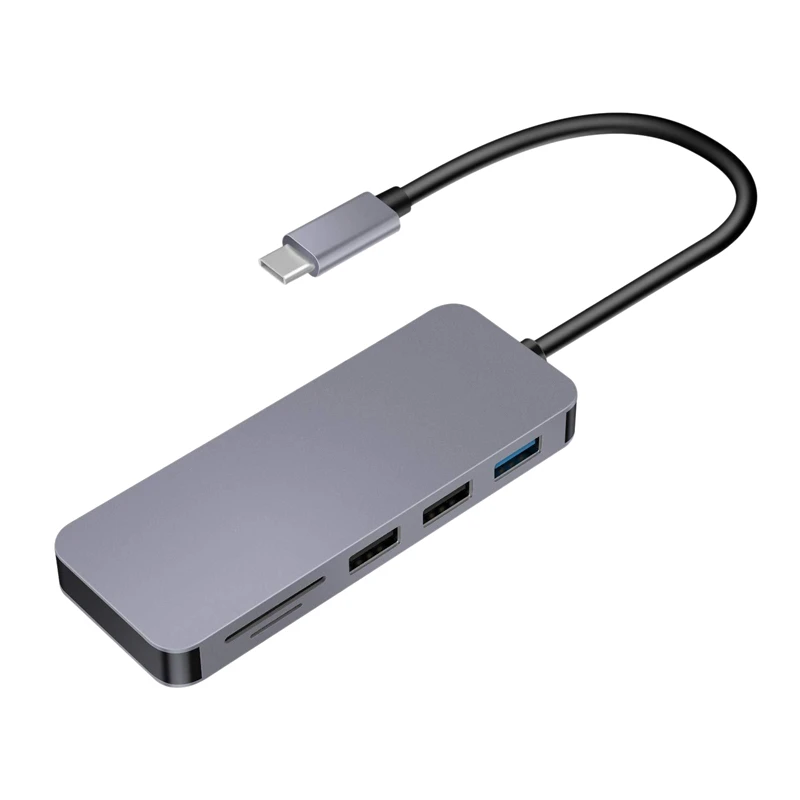 

Док-станция USB C 7 в 1, USB + HDMI-совместимая + PD + кардридер подходит для всех устройств USB C, ПК/планшета/детской модели