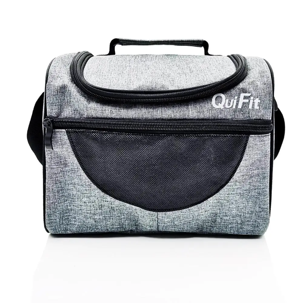 QuiFit изолированный двойной Compart мужская сумка для еды для мужчин и женщин двухслойная многоразовая сумка-холодильник для ланча с плечевым ремнем герметичная