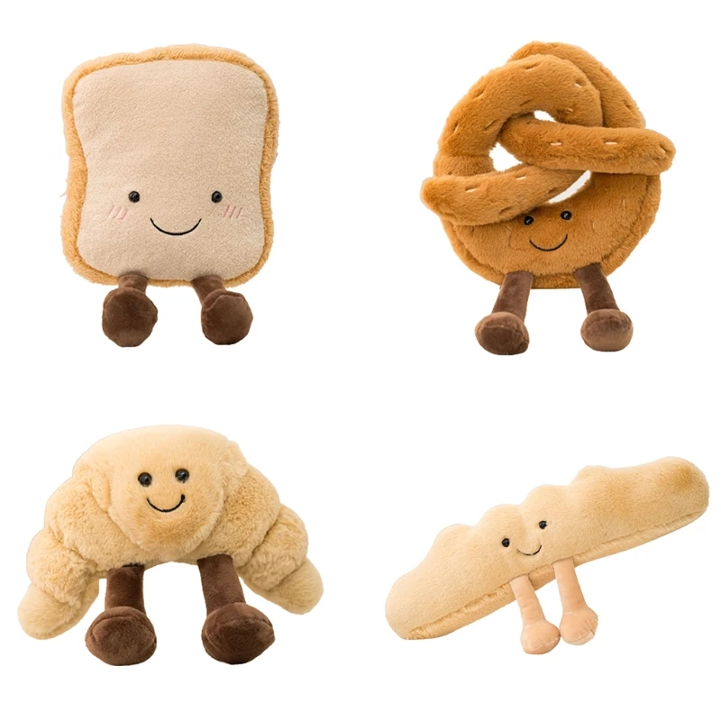 

2022 New Cute Toast Bread Plush Pillow Cartoon Pendant Snack Throw Pillows for Home Bedroom Office Sofa Pillow Hanging