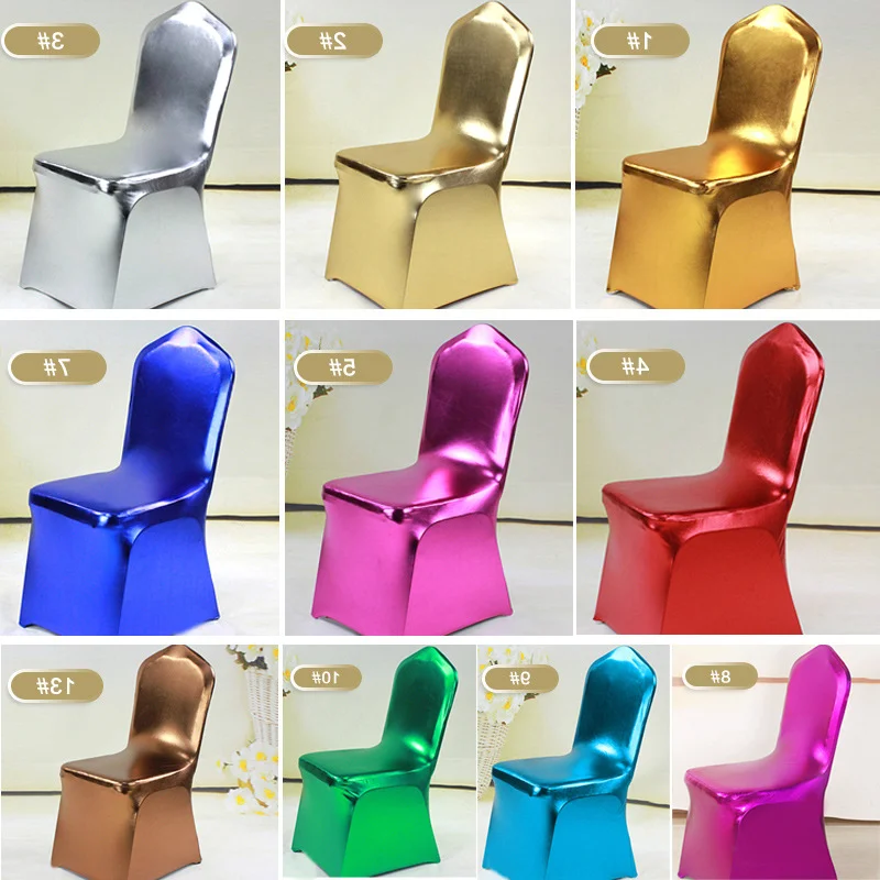 Bronzing Gold Printed Chair Cover Stretch Spandex Wedding Chair Covers Universal For Restaurant Banquet Hotel Dining Party 1PC