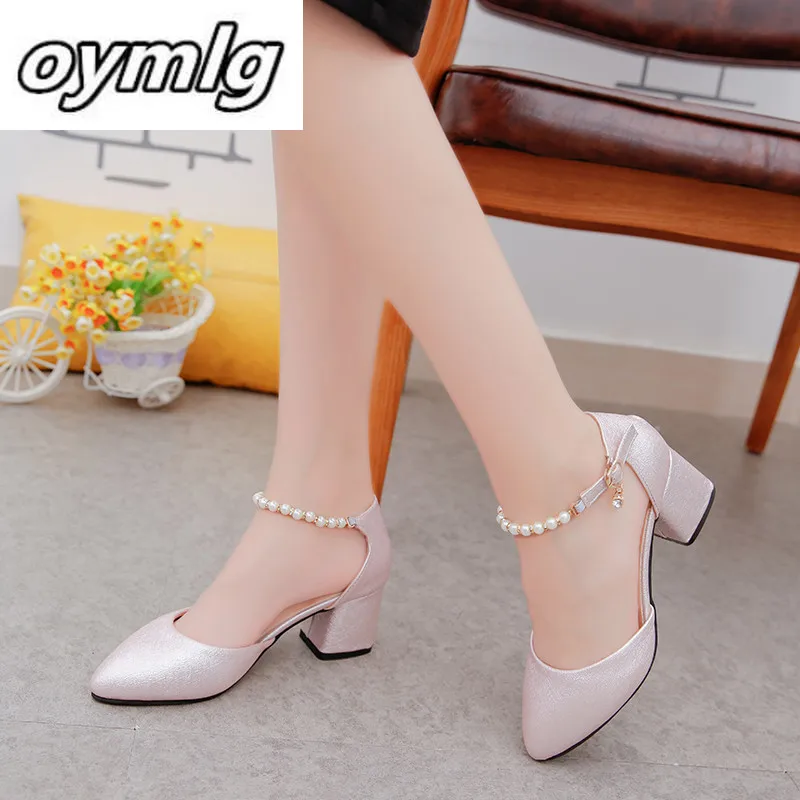 

2020 spring and summer with the female shoes shallow baotou sandals rough with 6 cm high heels Sandalias femeninas x63