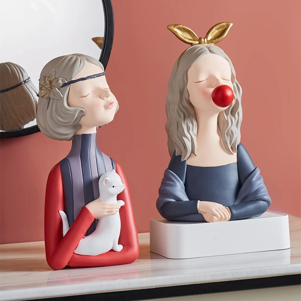 

Modern Resin Fairy Girl Figurine Home Decoration Sculpture Living Room Decor Statue Bedroom Oranment Girl Birthday Wedding Gift