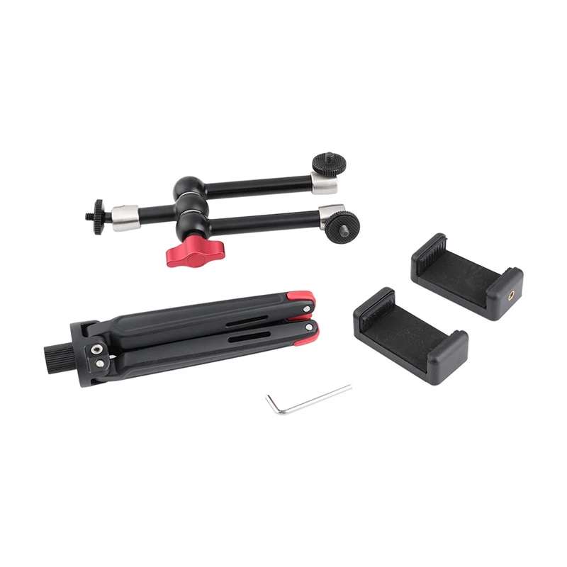 

Foldable Mini Tabletop Tripod with Double Phone Stand 11 inch Articulated Magic Arm For Camera Phone Travel Photography