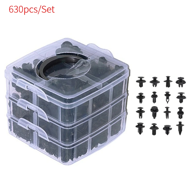 B 630PCS KKMOON 630 шт./компл. смешанные Авто крепления в транспортном средстве на кузов автомобиля пуш-ап заклёпки бампер автомобиля ремонт Наборы Крепежная Скоба расширения зажимы - Название цвета: B 630PCS