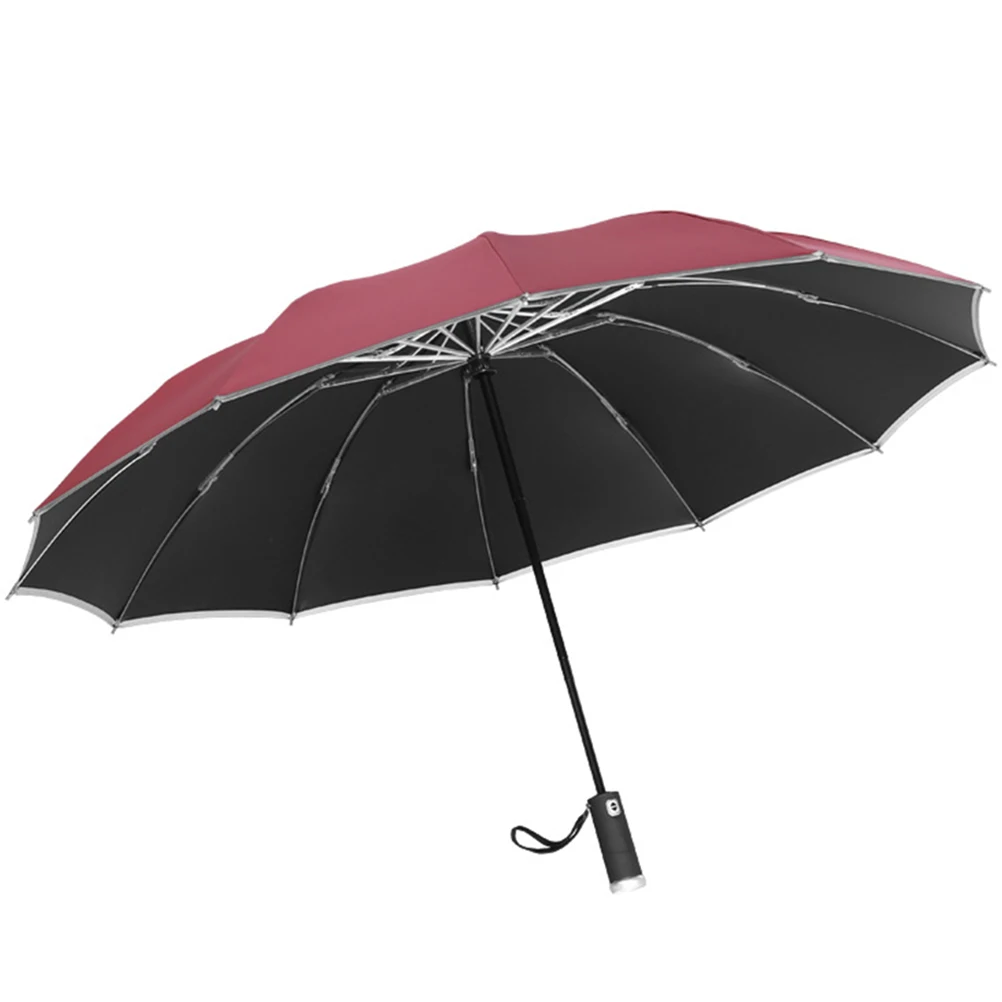 Автоматический зонт заднего вида с 12 ребрами со светоотражающей полосой