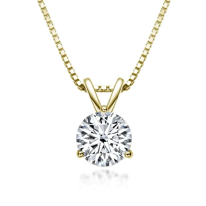 

Jazaz Gold Color 100% 925 Sterling Silver Bridal Necklace Spark Real 1 Carat D Color Moissnaite Pendant Party Fine Jewelry B0683
