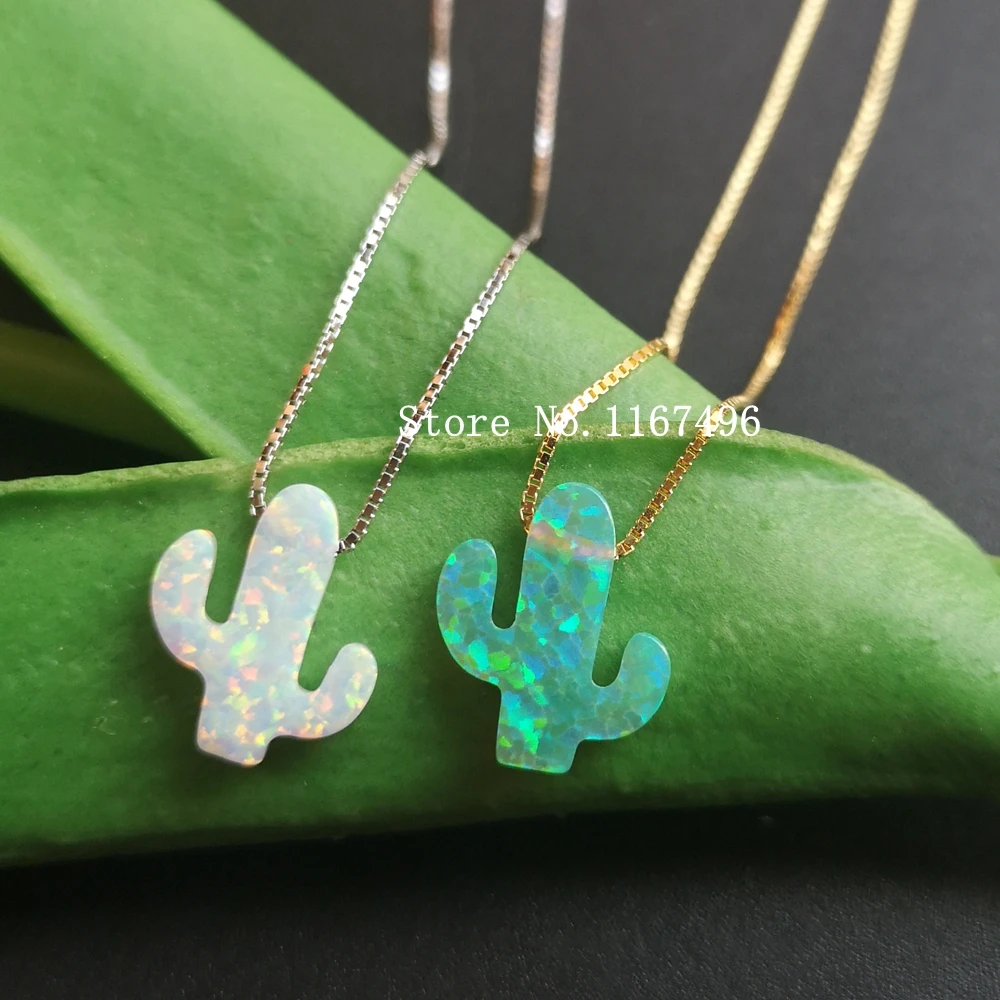 Акция! Женское серебряное ожерелье С КАКТУСОМ и опалом 11 х13 мм | Украшения