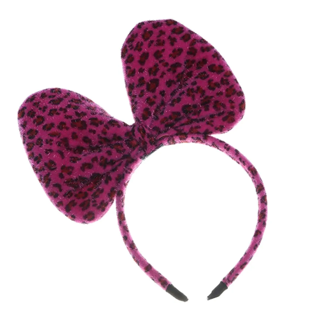 Повязка на голову женская с леопардовым бантом модный смешной ободок для косплея