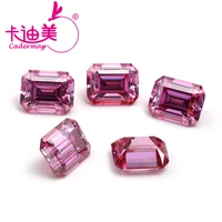 cadermay jewelry 1ct 2ct pink moissanite gemstones emerald cut fancy synthetic loose stones
