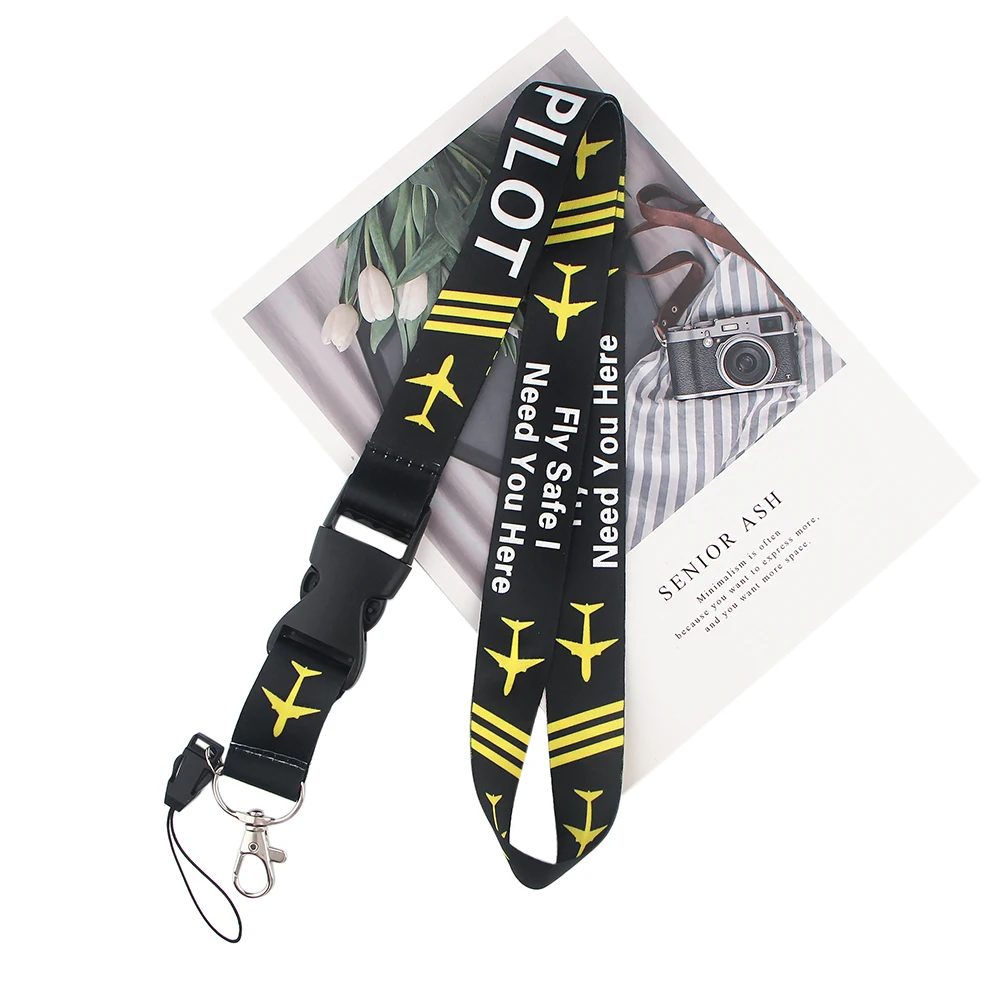 

DMLSKY Fly Safe I Need You Here pilot Lanyard Phone Rope Keychains Phone Lanyard for Keys ID Card Cartoon Lanyards M4700