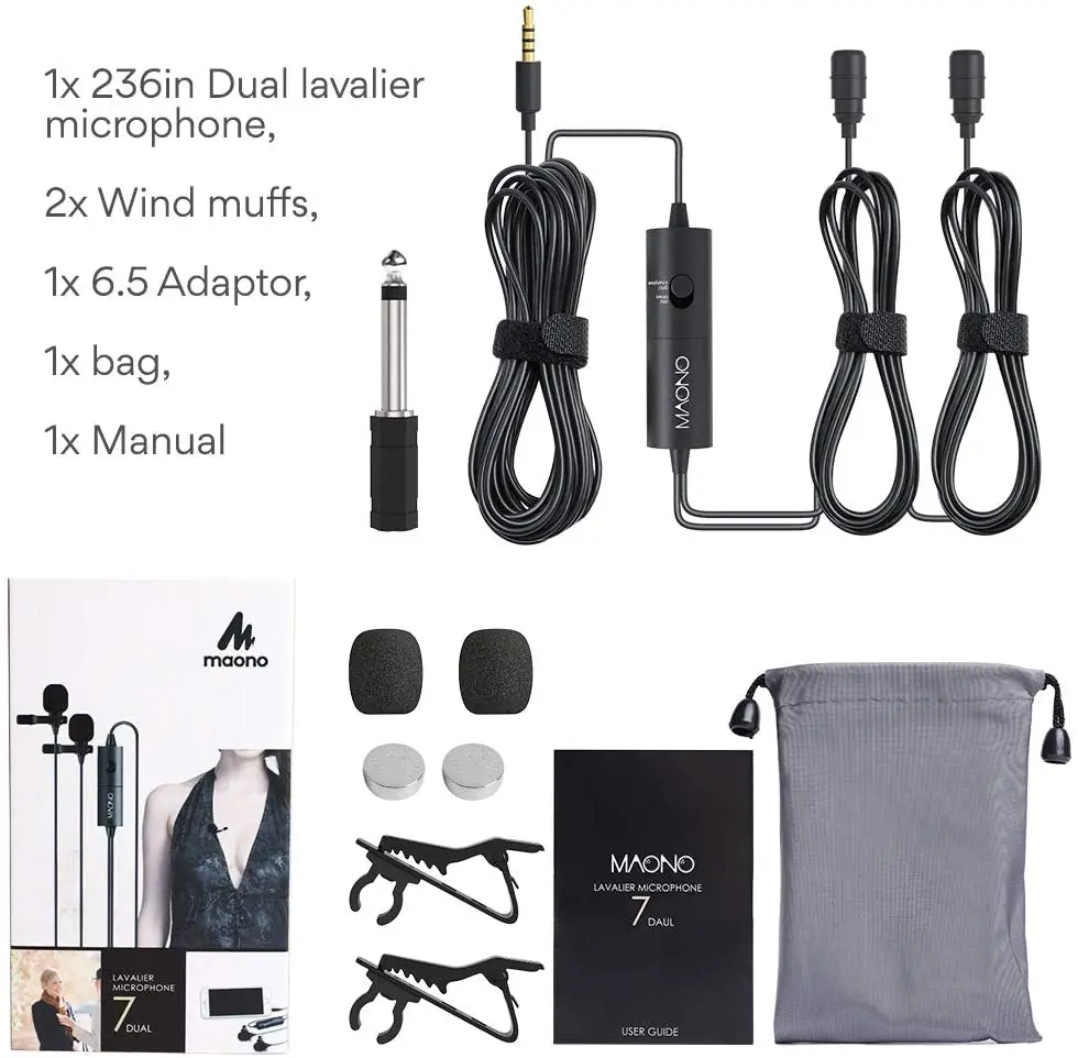 Микрофон MAONO петличный конденсаторный микрофон с клипсой для камеры DSLR телефона