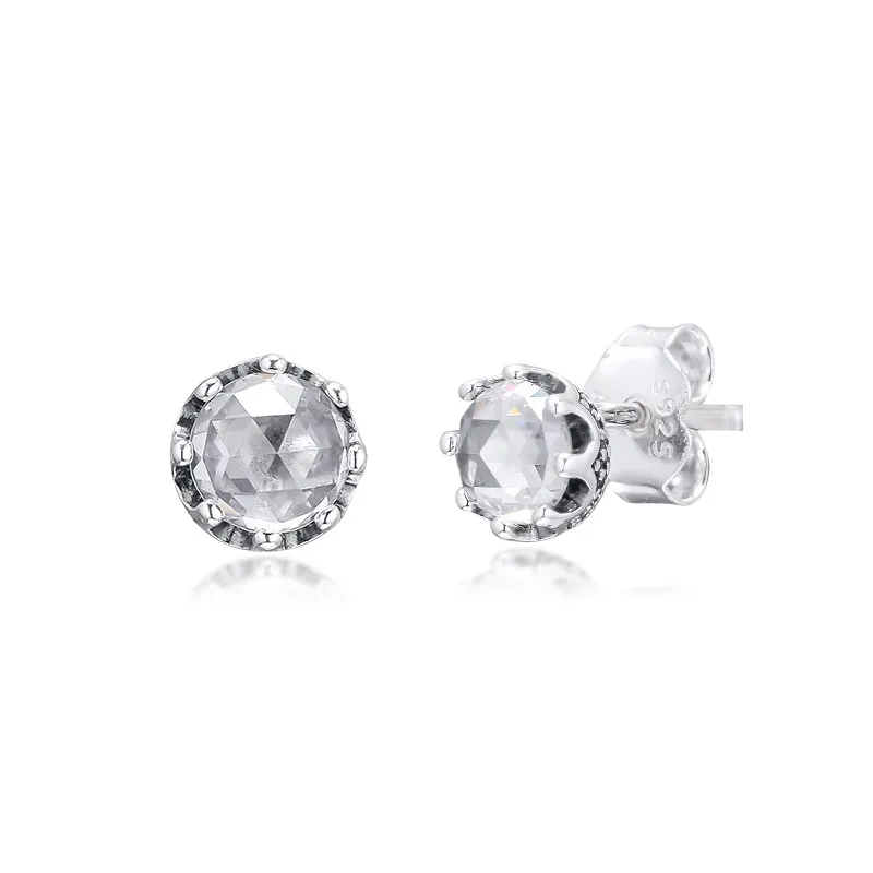 

Clear Sparkling Crown Stud Girls Envio Gratis 925 Sterling Silver Jewelry Crystal Women Pave Stone Silver Earrings