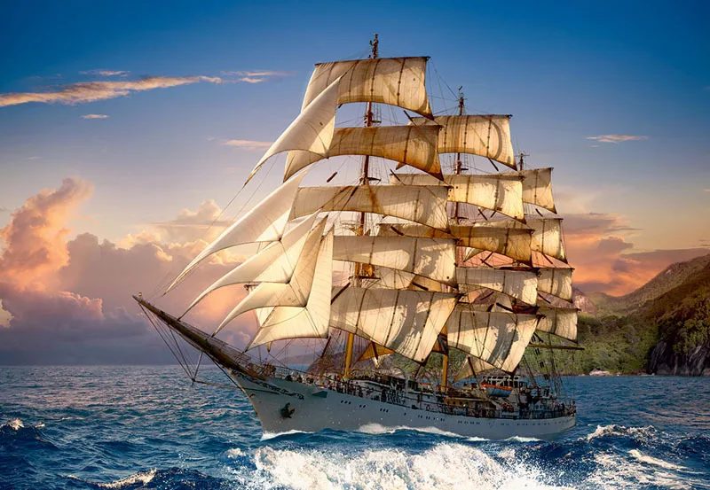 

Sailing boat, sea view scenery Cross Stitch Kits Needlework Embroidery Crafts 14ct Unprinted DIY Arts Handmade Home Decor