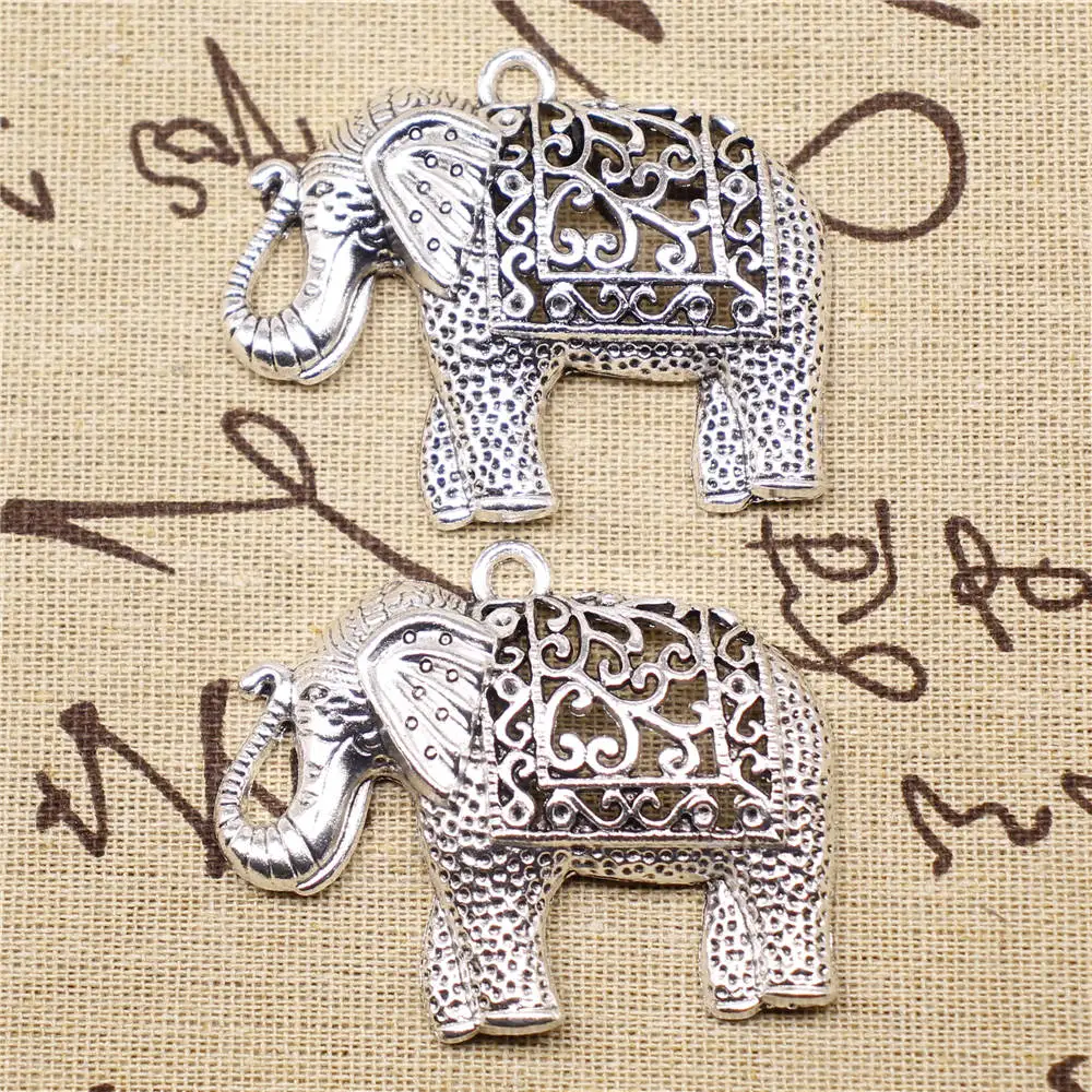 

Charms Pendants For Neck Women Antique Silver Color Elephant 59x47mm 1pcs