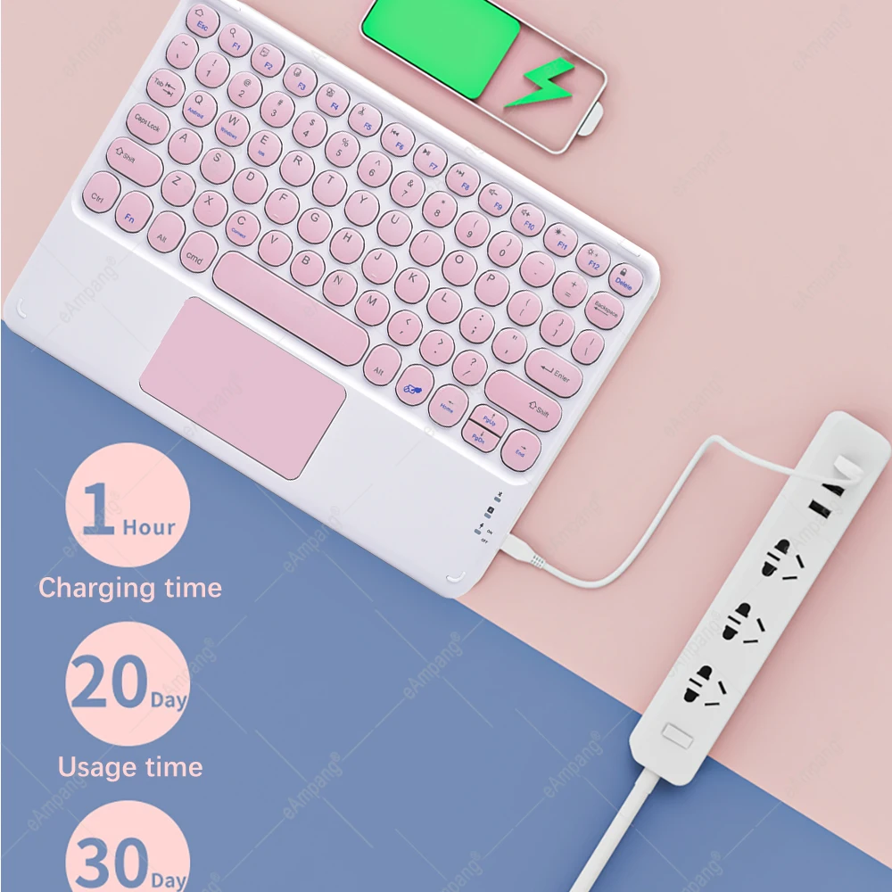 

For iPad Air 2020 4 4th Generation Case with Keyboard Russian Arabic Hebrew Spanish Korean Keyboard Cover Round Gaming Detach