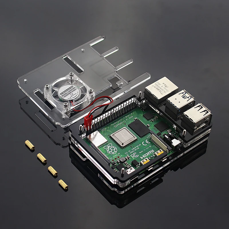 6 слойный акриловый чехол для Raspberry Pi 4 корпус с прозрачным корпусом поддержка
