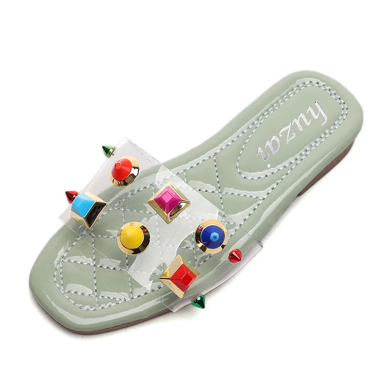 

Kids Shoes 2020 Summer Children Fashion Stud Slippers Baby Girls Brand Sandals Toddler Black Soft Shoes Flat PY-S-009