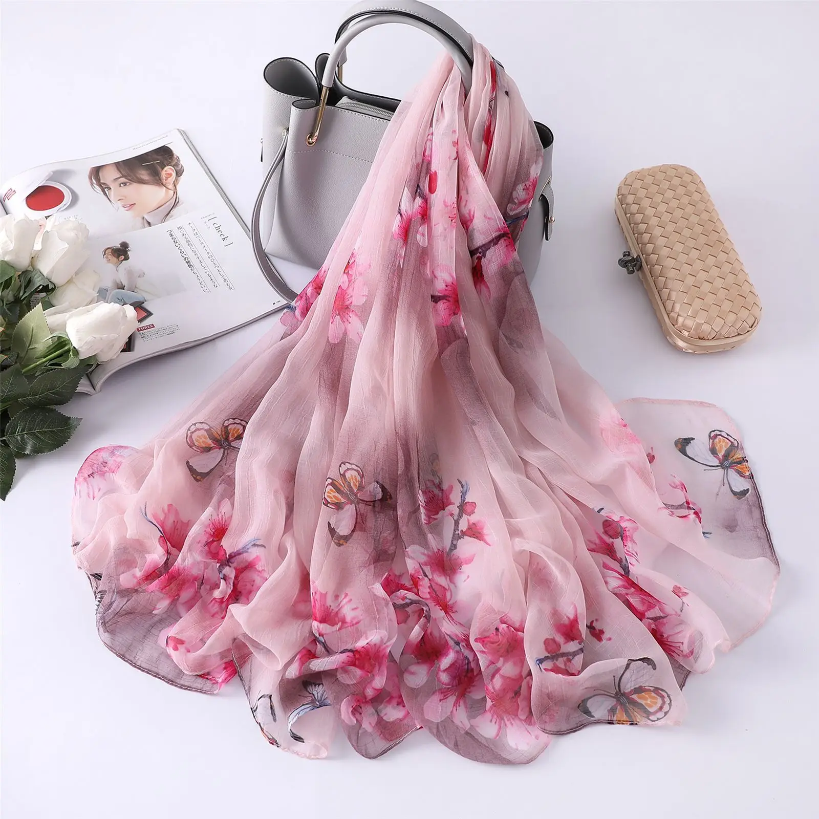 Новинка 2020 модный пляжный шарф из искусственного шелка Женская шаль на все