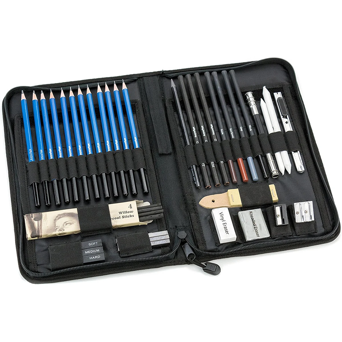 

42Pcs/Set Professional Sketch Pencil Sketching Drawing Kit Charcoal Wooden Box Set For Painter Art Supplies