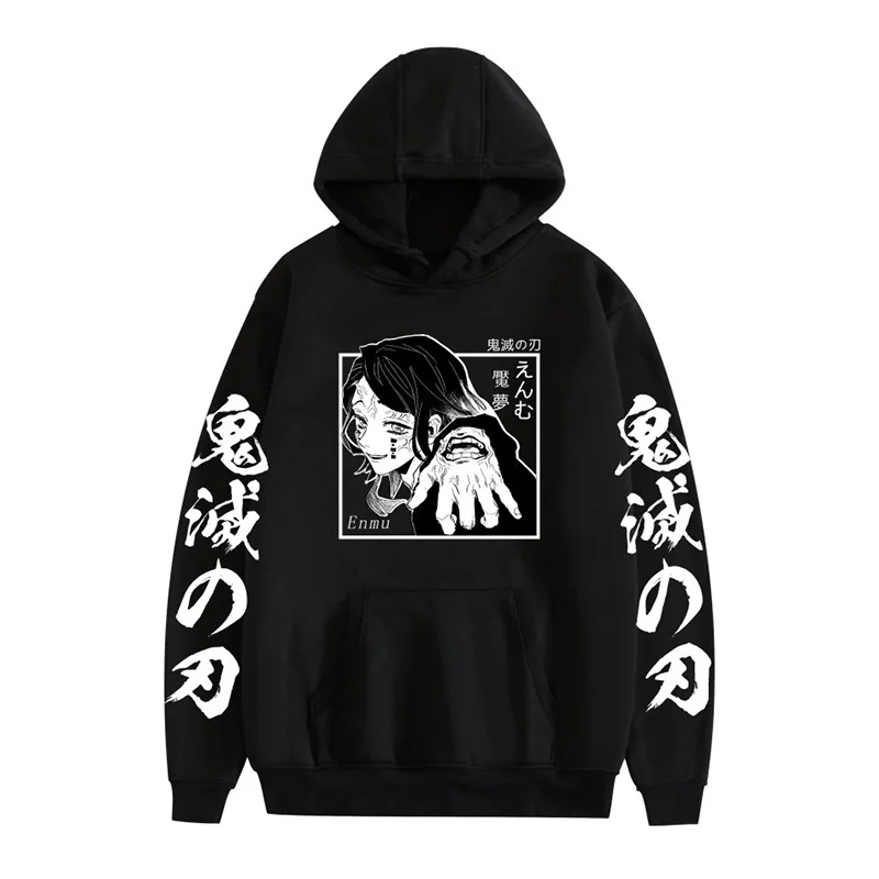 

Demon Slayer Anime Hoodies Enmu Print Cute Sweet Oversized Men Women Sweatshirts Casual Solid Sweater Top Outfits 2021