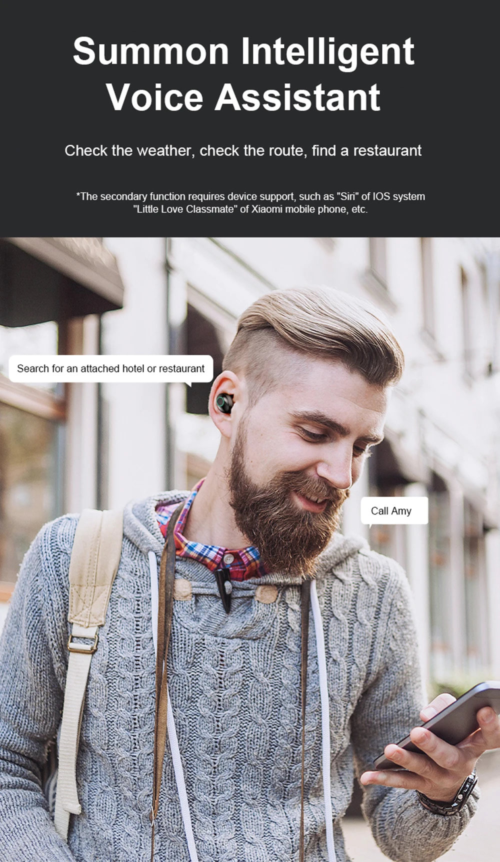 Newmsnr M7 Bluetooth 5,0 беспроводной светодиодный дисплей питания наушники, HD стерео HIFI Звук шумоподавление коснитесь управление