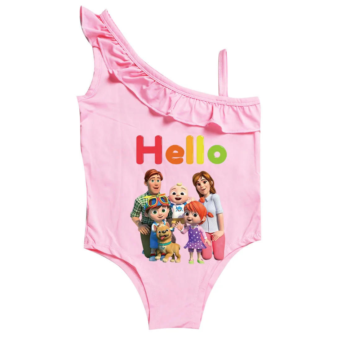 

2021 Summer Family Tv Cocomelon JJ Swimsuit Kids One Piece Swimwear Toddler Girls Funny Swimming Beachwear Bikini Bathing Suit