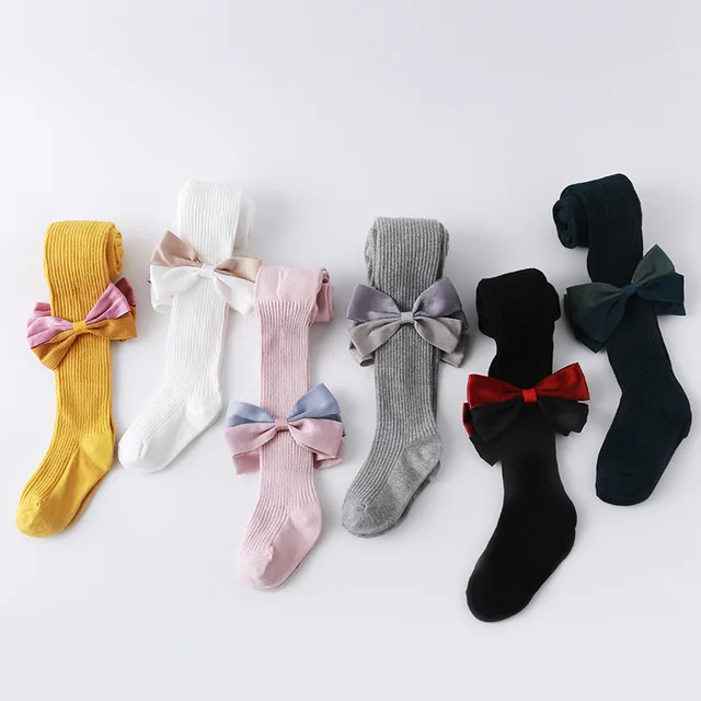 

Spring autumn new children kids pantyhose tight cute big bow fashion girls tights baby stockings student dance tights