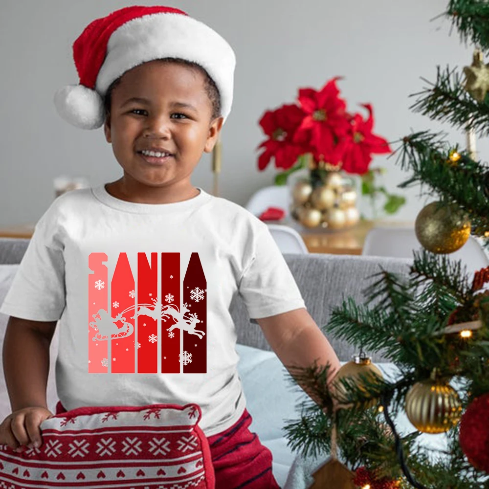 

Santa Claus Tshirt Girl Funny T Shirts Aesthetic Harajuku Animal Printed White Tops Christmas Short Sleeve Clothes Girls Shirts