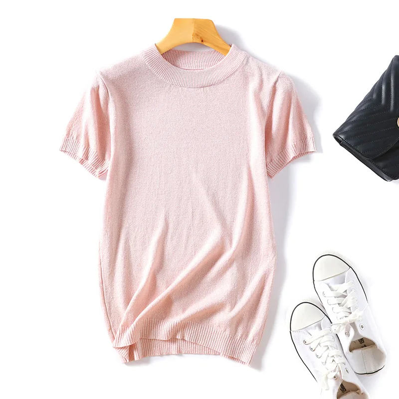 Новинка блестящий вязаный тонкий пуловер с люрексом Женский свитер круглым