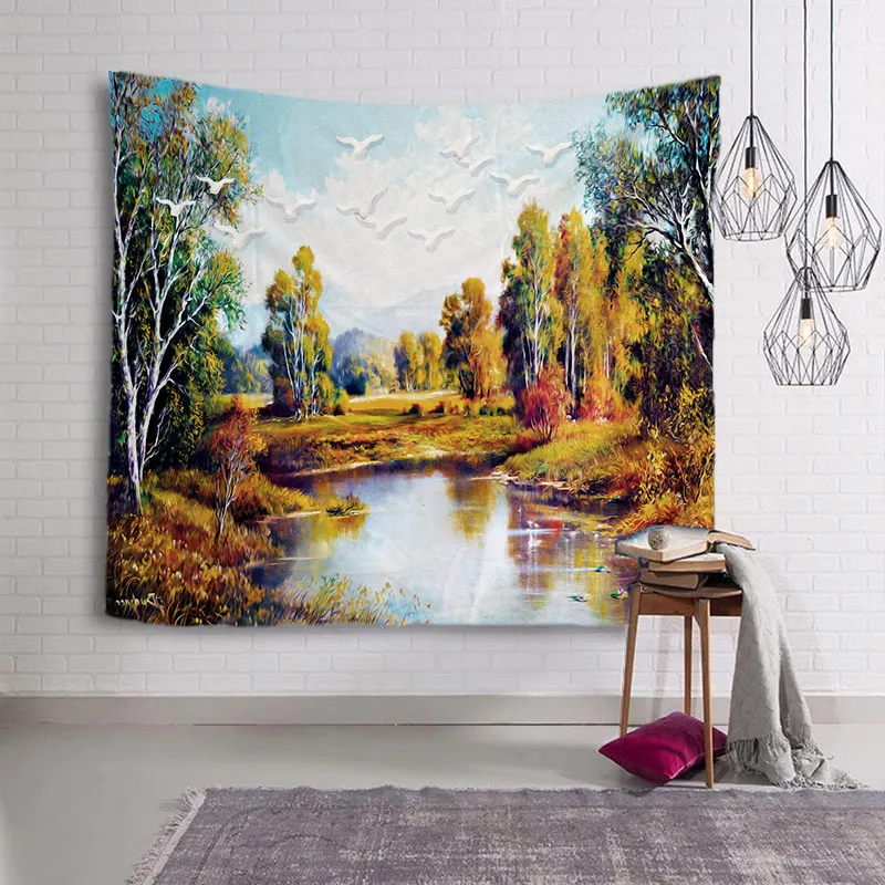 Красивый пейзаж на весну гобелен гостиная кровать комната печать домашний деко