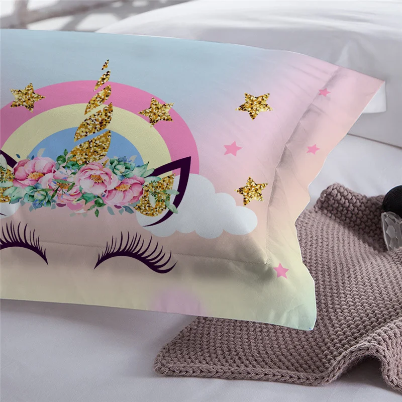 Ресниц Единорог постельное белье одного двуспальное Twin Queen Комплект постельного