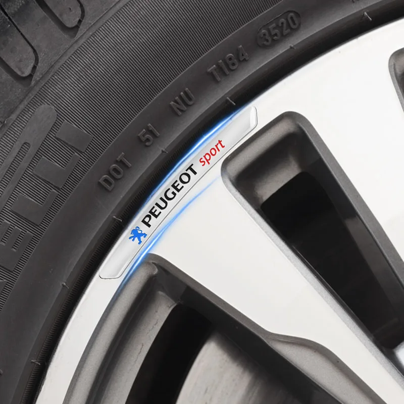 Изогнутые наклейки на автомобильные диски колеса 4 шт. для Peugeot 207 307 107 407 507 508 408 308