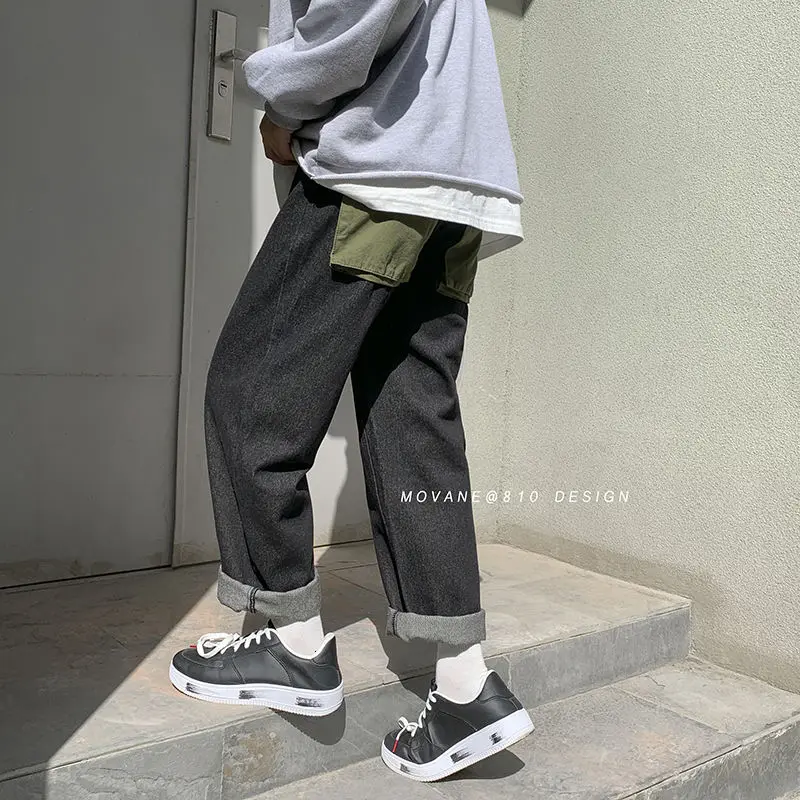 

Spring Summer Cotton Cargo Jeans Men Fashion Casual Retro Straight Jeans Men Streetwear Korean Loose Hip-hop Denim Trousers Mens