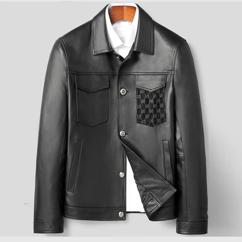 

Real Men Autumn Leather Jackets Men's Sheepskin Genuine Jacket