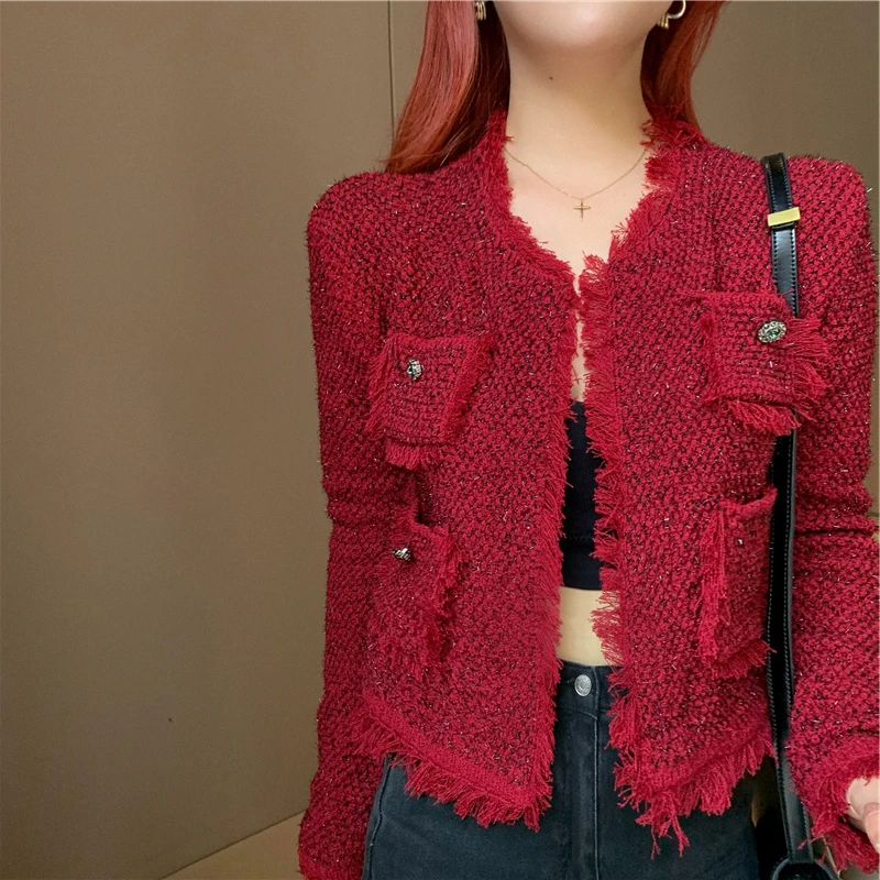 Новинка 2021 Осенний красный маленький аромат элегантный женский темперамент