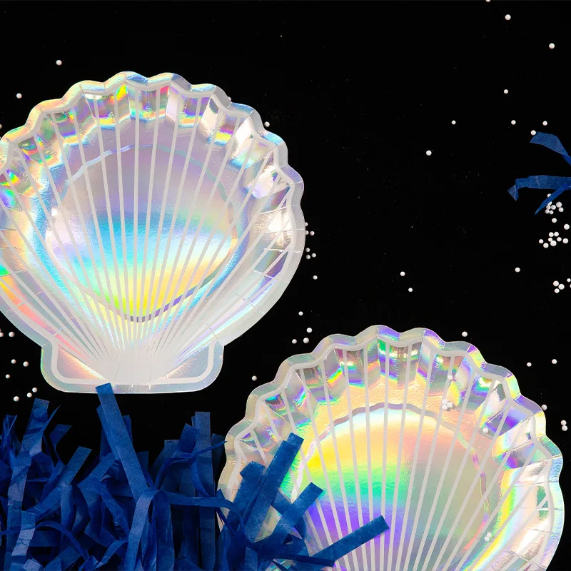 Красочная Лазерная оболочка Одноразовая бумажная тарелка Приморский стиль