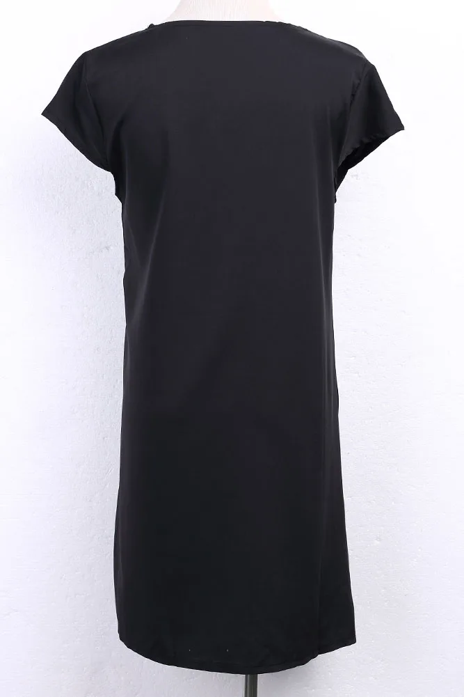 Женское летнее однотонное платье с коротким рукавом и v-образным вырезом размера